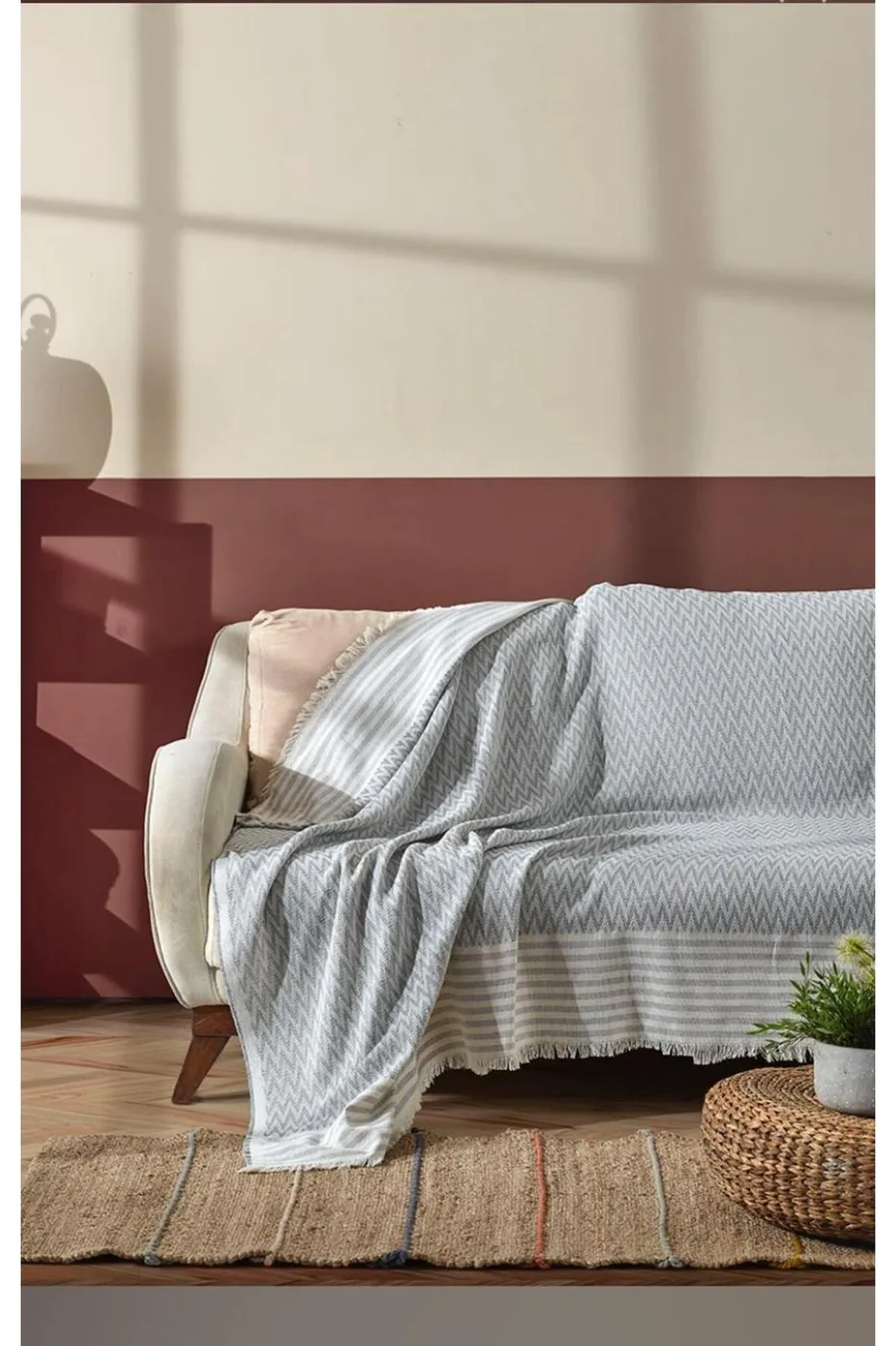 Aygül Gri Koltuk Örtüsü 170x210